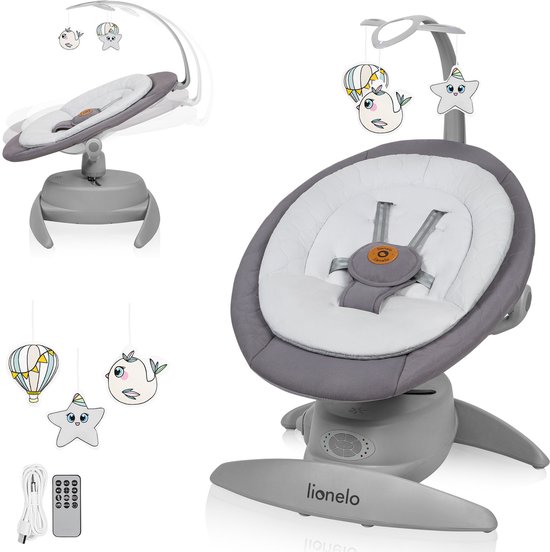 Lionelo Mell - Wipstoel - elektrische schommelstoel - met melodieën - tot 9 kg