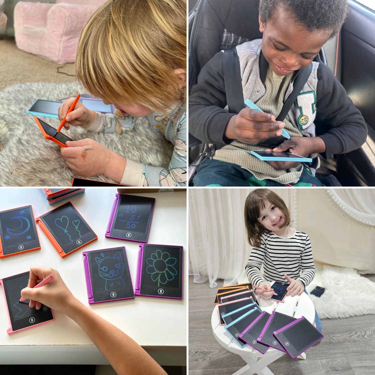 Partizzle 12x Magnetisch Tekenbord voor Kinderen - Mini Krijtbord / LCD Tekentablet met Scherm - Creatief Tekenen - Uitdeelcadeautjes Educatief Teken Speelgoed Bord - Kleine Uitdeelcadeaus - Grabbelton Traktatie Cadeautjes - 11 cm / 4 Kleuren — afbeelding 4