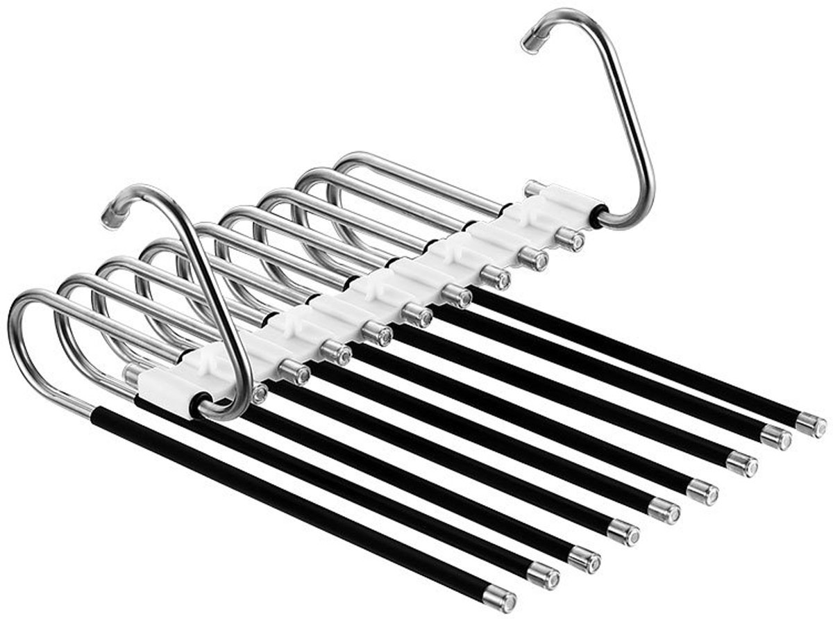9 Broeken - kledinghangers - kledinghangers zwart - Broekhanger Ruimtebesparend - Broekenhangers - Wit - broekhanger