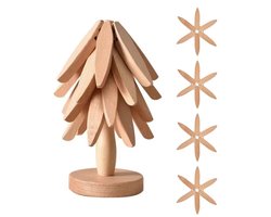 DWIH - Houten Pannenonderzetter - set van 4 stuks - Beuken - Boomvormig