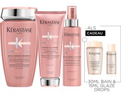 Kérastase Chroma Absolu Trio + 2 Cadeau's - Shampoo 250ml & Conditioner 200 ml & Anti-pluis antioxidant hittebeschermend serum 150ml + Shampoo 30ml & Haarolie 15ml cadeau - Voor Gekleurd haar