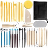 42-Delige Klei Gereedschap - Sculptuur Gereedschap - Boetseerspatel - Kleigereedschap - Boetseerset - Pottenbakken Boetseren - Boetseergereedschap - Spatels/Mes/Mesjes/Mirettes - Keramiek/Polymeer/Boetseerklei - Sculpting, Smoothing, Shapers