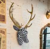 Décoration murale moderne en mosaïque de tête de cerf Loire Design – en résine – Zwart/Blanc