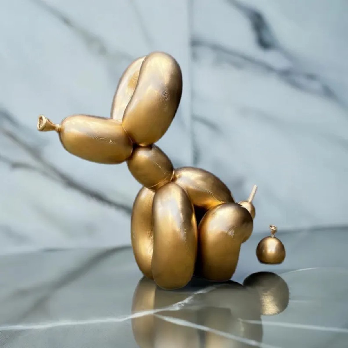 Balloon Dog XXL 50cm - Poepende ballon hond beeld - Uniek Verzamelitem voor Kunst en Hondenliefhebbers | Speelse en Eigenzinnige Woondecoratie standbeeld