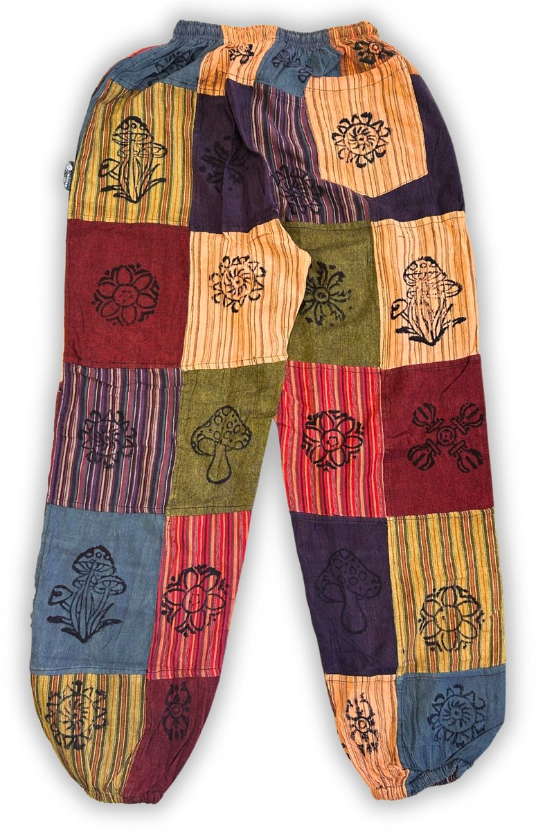 Nomad Sari - Mushroom Pants - Blokprintontwerpen - Oranje tinten (110x120cm) L