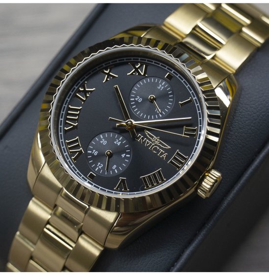 Invicta Specialty 47443 Dames Horloge - Waterdicht - Analoog - Quartz Uurwerk - Roestvrij Staal met zwarte Wijzerplaat - 36mm