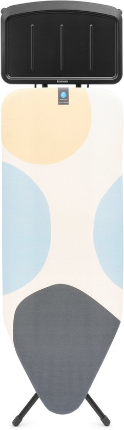 Brabantia PerfectFlow Planche à repasser B - avec repose-fer pour générateur à vapeur solide - 124x45 cm - Spring Bubbles