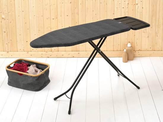 Brabantia Planche à repasser C - avec repose-fer pour générateur à vapeur solide - 124x45 cm - Denim Black