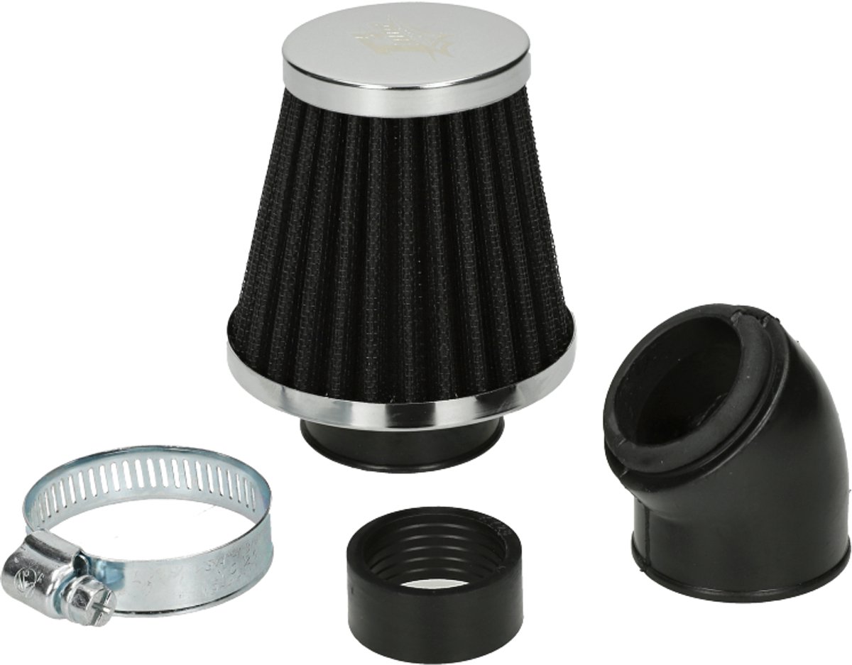 Luchtfilter T4Tune Ø28-35mm zwart/chroom (klein model)