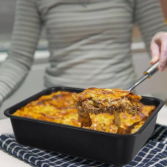 Plat à Gratin Antiadhésif Homikit 32x25x8 Cm - Acier Inox, Profond, Pour Lasagnes Et Gratins