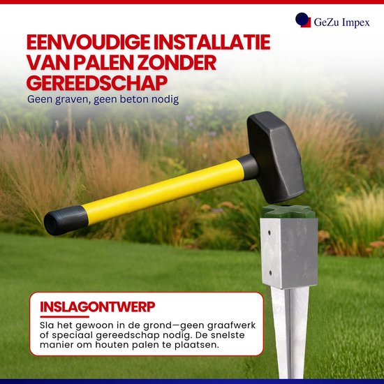 GEZU IMPEX Paalhouder 91×91x750 mm – Puntpaalhouder Verzinkt – Voor Pergola, Schutting en Carport