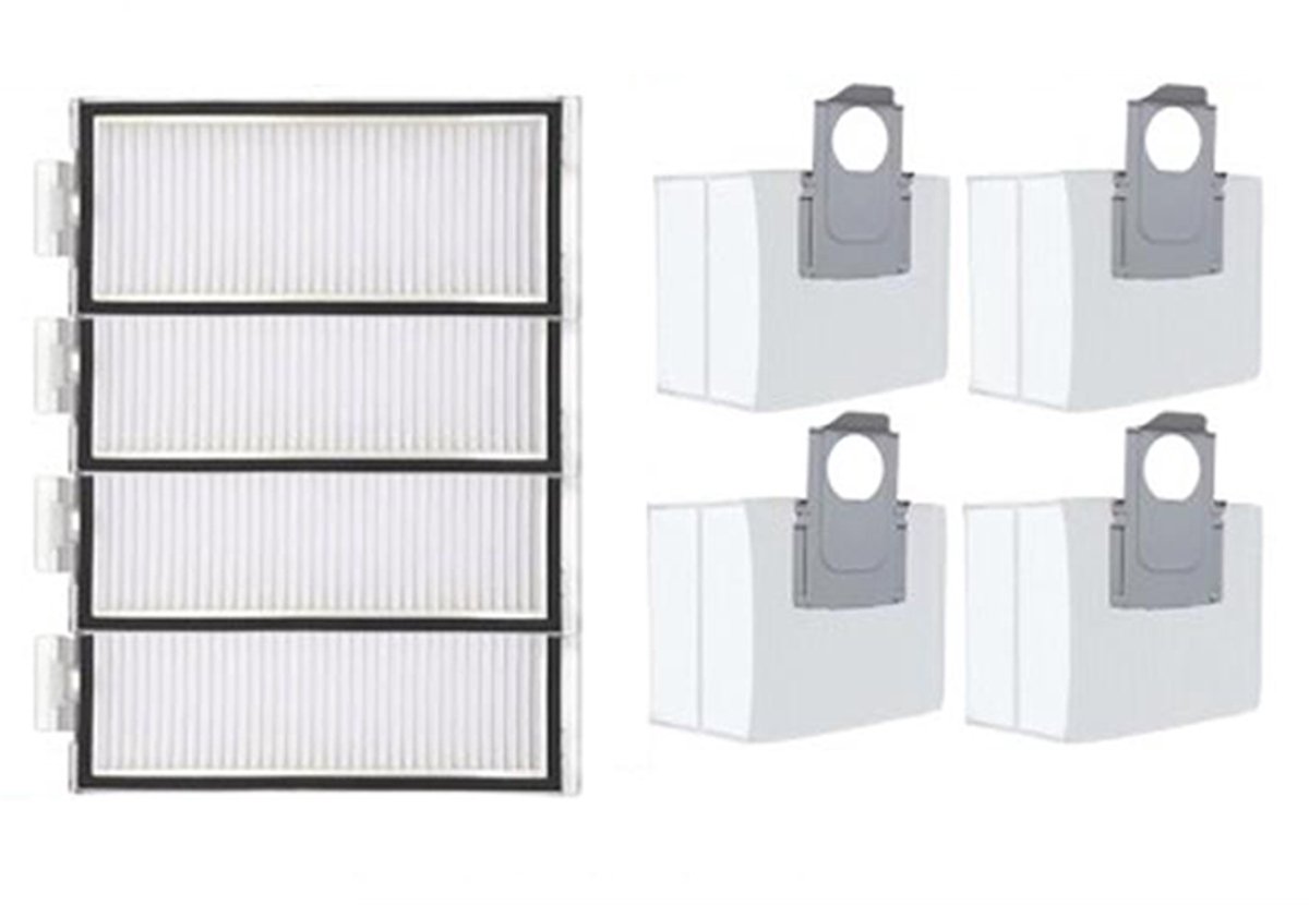 Geschikt voor Roborock T8/Q7+ / Q7 Max+ - HEPA-filter voor robotstofzuigers - Stofzakken - Vervangingsonderdelen - 4 filters + 4 stofzakken