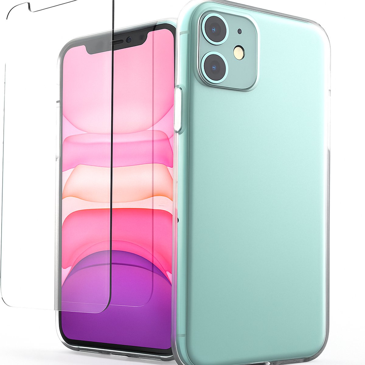 Nuvex Telefoonhoesje Doorzichtig Geschikt voor Iphone 11 Hoesje Transparant En Screenprotector Beschermglas