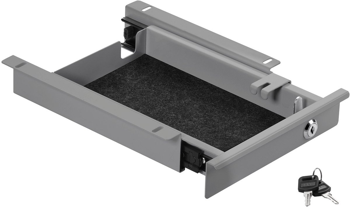 CAVO Stalen Documentenlade 220 mm grijs afsluitbaar met kabeldoorvoer Lade voor bureaus