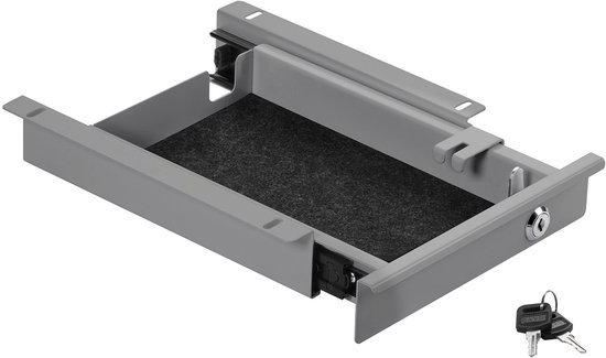 CAVO Stalen Documentenlade 220 mm grijs afsluitbaar met kabeldoorvoer Lade voor bureaus