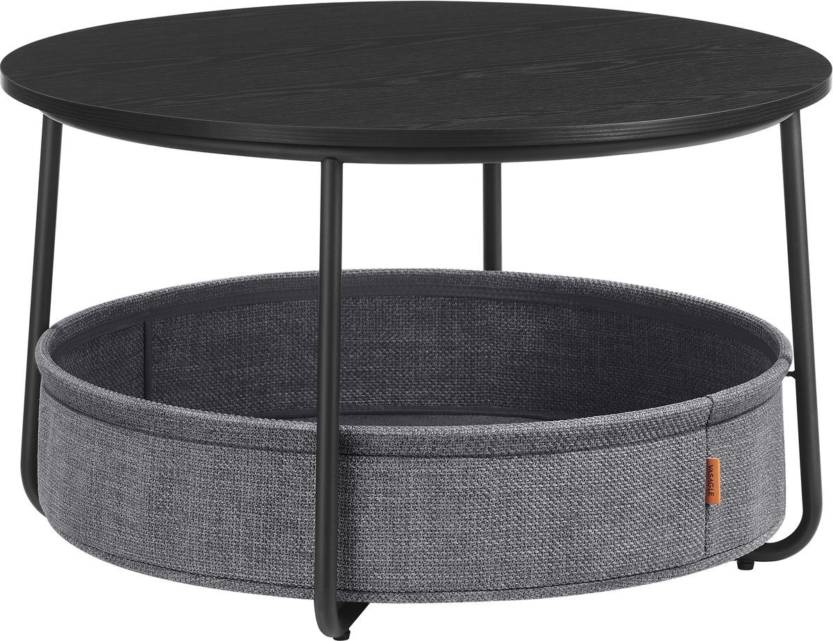 MAZAZU - Salontafel - Met mand - Rond - Zwart - 75x45 cm
