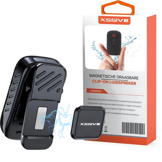 Draagbare Bluetooth speaker Xssive BS14, mini, waterbestendig IPX5, magnetische clip, handsfree bellen, 5 uur speeltijd