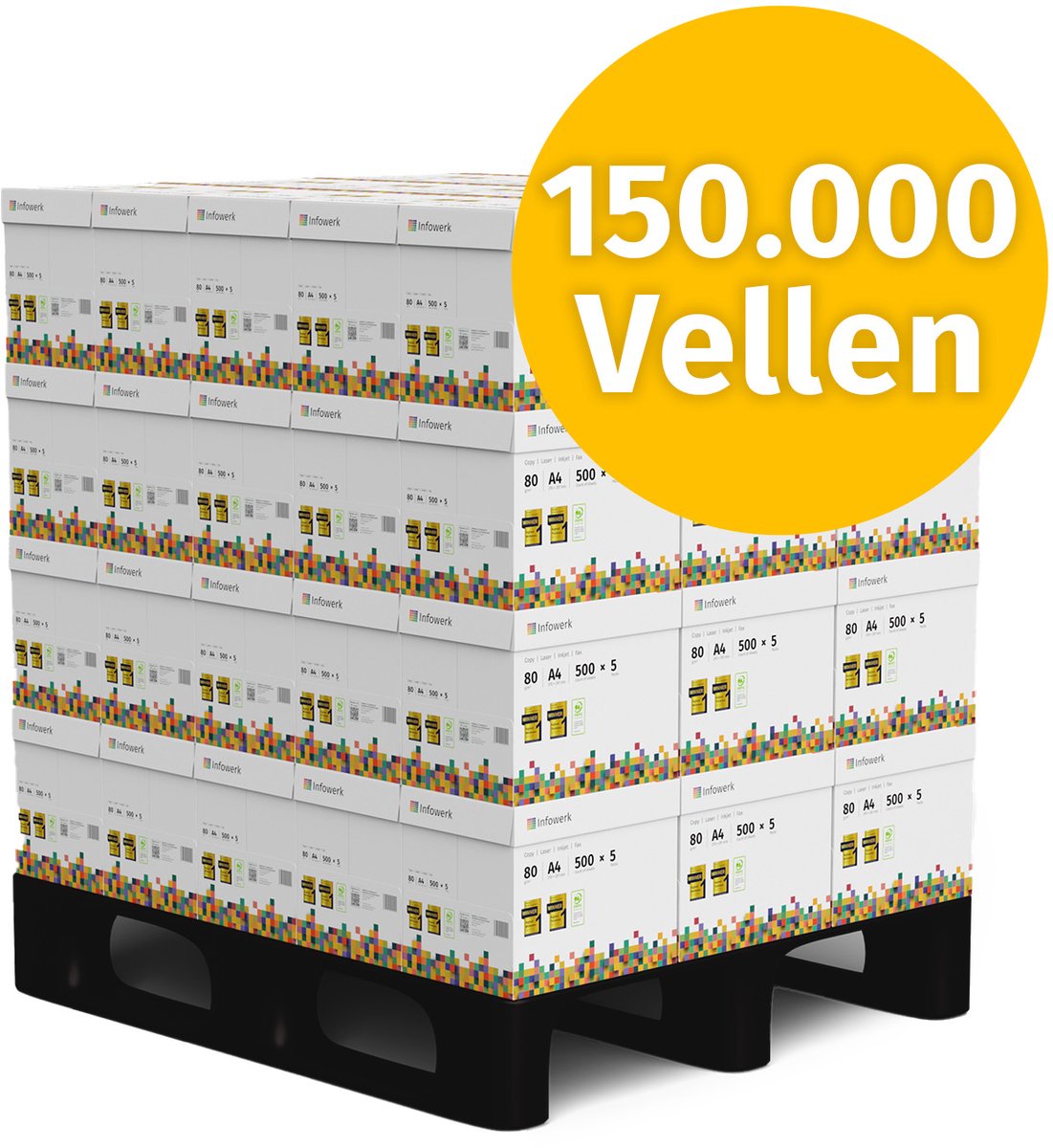 Infowerk Printerpapier kopieerpapier 150000 vellen 60 x 2500 A4 80g premium wit testwinnaar PEFC