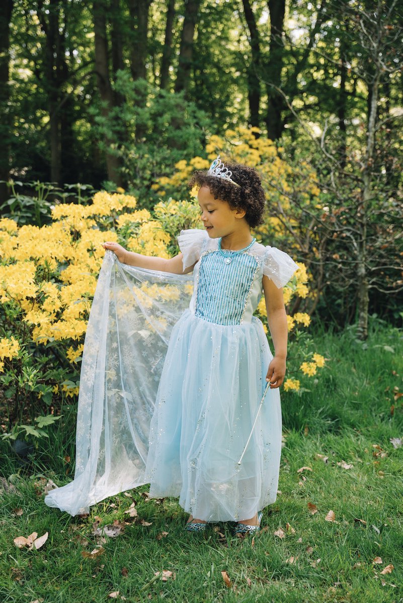 Prinsessenjurk meisje - Elsa jurk - Het Betere Merk - verkleedkleding - prinsessen accessoire set - kroon - toverstaf - lange handschoenen - vlecht — afbeelding 6