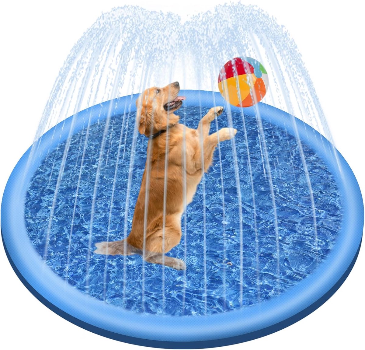 Opblaasbaar Hondenzwembad 100 cm - Speelmat met Sproeier voor Honden en Kinderen - Waterplezier voor Tuin en Strand