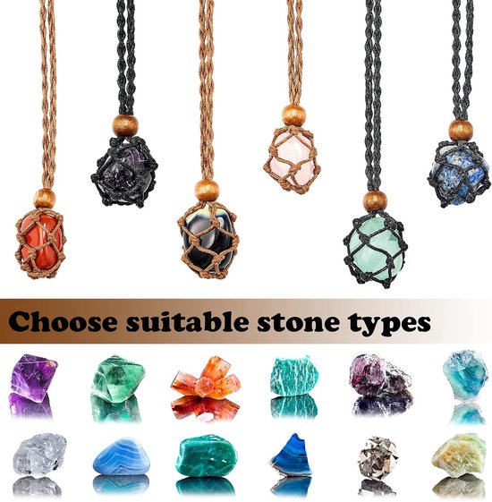 Shappy 6 Pièces Cordons de Collier Porte-Pierre Vide Porte-Collier Vide Cordon de Collier de Quartz Cristal Pierre Brute en Filet de Poisson, Cage à Cordon Réglable (Noir, Marron, Beige Shappy 6 Pièces Cordons de Collier Porte-Pierre Vide Porte-Collier Vide Cordon de Collier de Quartz Cristal Pierre Brute en Filet de Poisson, Cage à Cordon Réglable (Noir, Marron, Beige