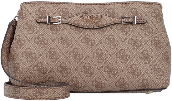 GUESS Sac à épaule bandoulière Katya Crossbody Top Zip Latte Logo Marron clair