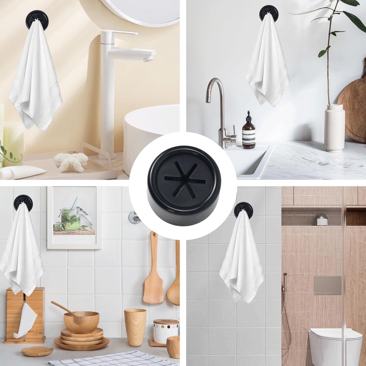 KOMUNJ 3 stuks handdoekhaken ronde handdoekklem handdoekhouder keuken handdoekhouder zonder boren, voor badkamer, keuken en huishouden