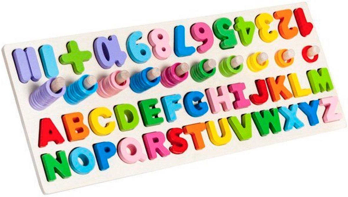 HMWR Houten Speelgoed - Alfabet leren - Cijfers - leren tellen - Alfabet - Puzzel - kinderen