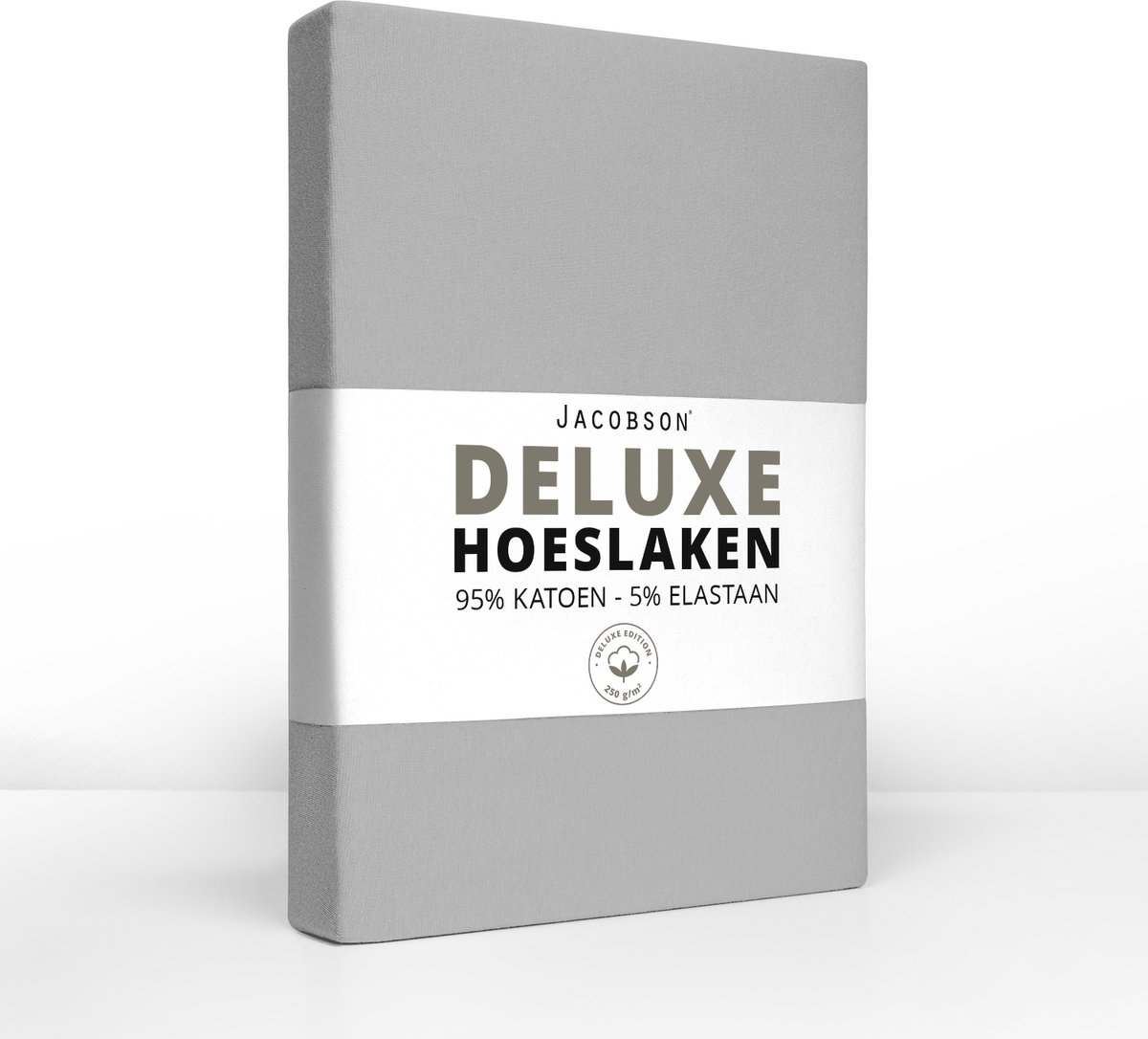 Jacobson Deluxe Hoeslaken – 95% Jersey Katoen / 5% Lycra – 120x200 cm – tot 25cm matrasdikte – 250 g/m² – Grijs