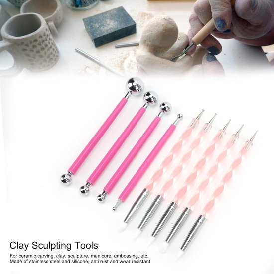 TEMONTIAN Aardewerk Klei Beeldhouwen Gereedschappen, Dubbelzijdige Polymeer Klei Tools, Beeldhouwen Klei, 43 Stks Dubbelzijdig Keramische Klei Carving Tool Set met Draagtas Tas voor Beginners