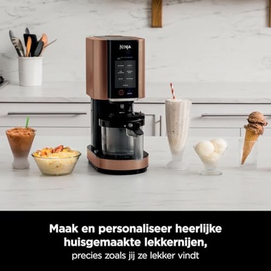 Ijsmachine - Ijsmaker - Sorbet Maker - Smoothie Bowl Maker - Milkshake Machine - 7 Programma’s - 1.4L Ijsbereider - Inclusief 3 Trays - Automatische Ijsmachine - Tuya Compatibel - Zwart Koper - Dessert Maker - Gelato Maker van Merkloos — afbeelding 2