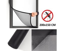 Insecten Hor I Raamhor I Raam Hor I Net tegen insecten I Horrengaas I Vliegenhor I Met Klittenband Plakstrip I 150 x 200 cm I Zwart