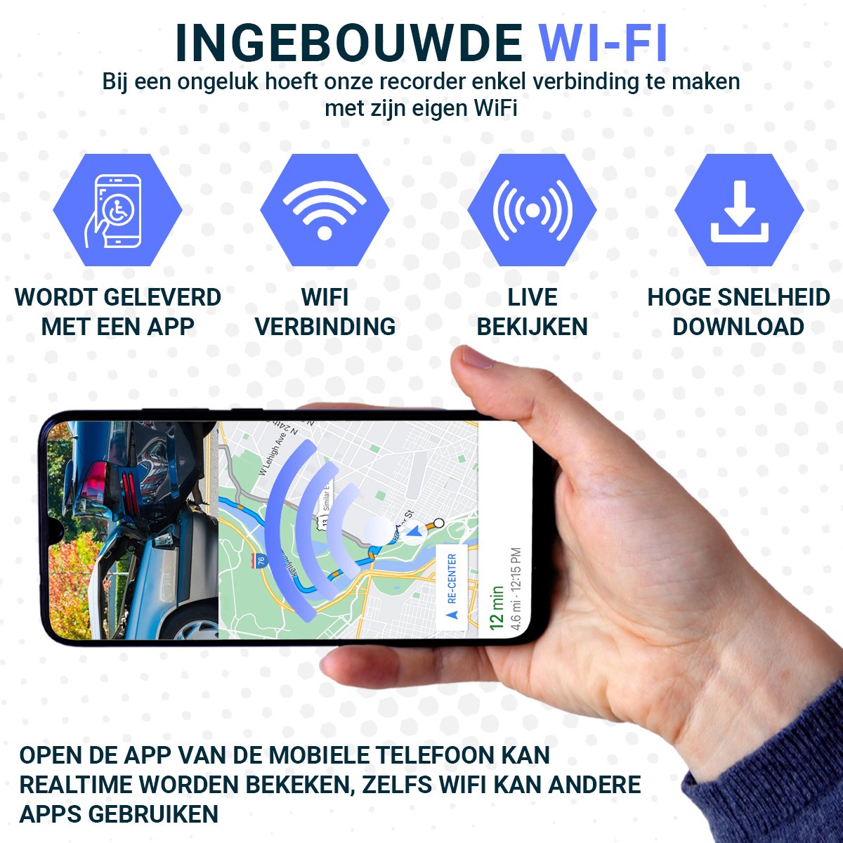 Fleau Tech Dashcam Voor Auto 2 in 1 met APP & WIFI - Model - Micro SD-kaart 32 GB thumbnail 2