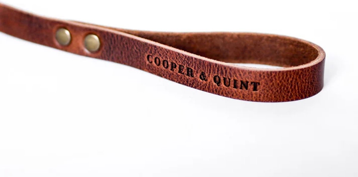 Cooper & Quint No Fuss Hondenriem - Bruin - Breed - 140cm - Oud Messing