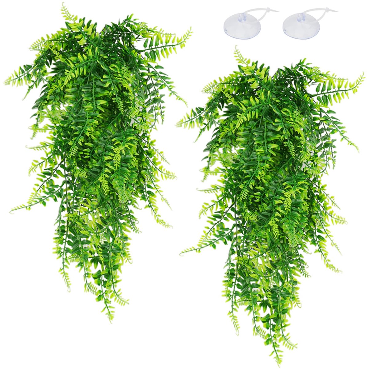 Ibenzoa® Set van 2 kunstmatige hangplanten voor terrariumdecoratie en reptielenverblijf