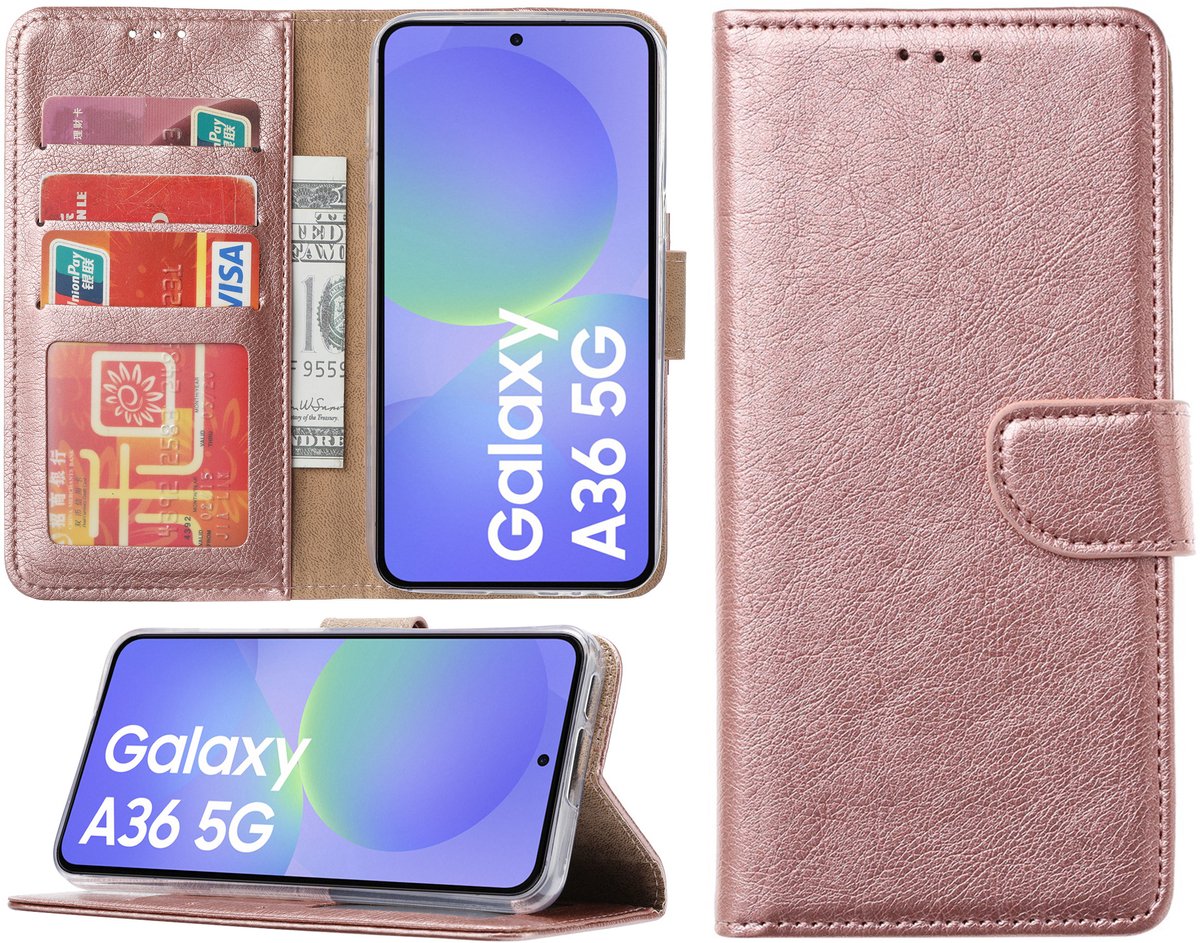 Hoesje geschikt voor Samsung Galaxy A36 hoesje - Arara bookcase - Rosegoud