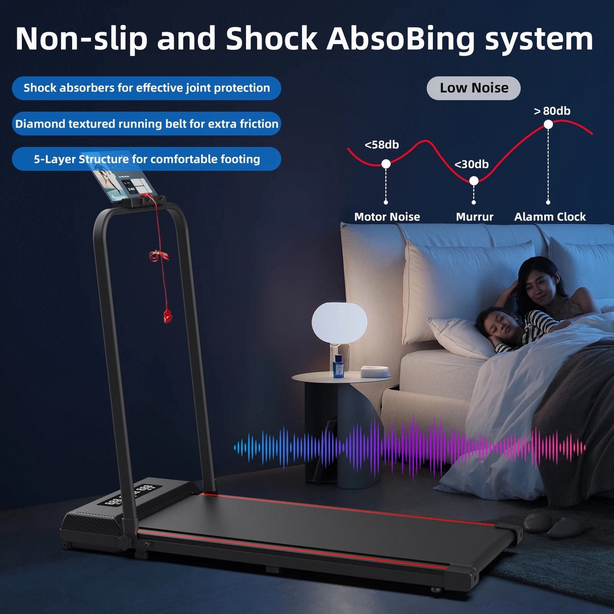 Afbeelding 2 van CITYSPORTSPRO Loopband 1-10km/u – Walking Pad – Loopband Inklapbaar – Wandelband – Incl. Tablethouder en Afstandsbediening
