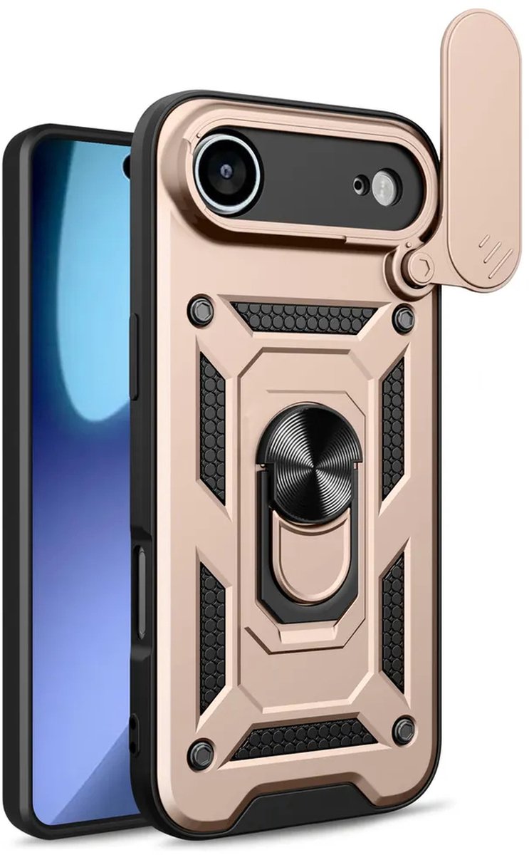 MobyDefend Hoesje - Geschikt voor iPhone Air - Pantsercase Met Draaibare Ring - Goud