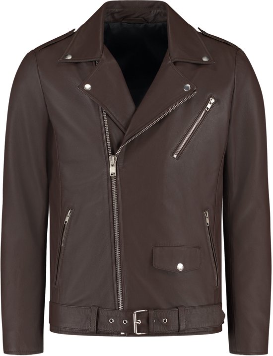 Veste Moto En Cuir D'agneau Véritable Zayn Leather - Noir Et Marron - Neuf Avec étiquettes, Nombreuses Tailles