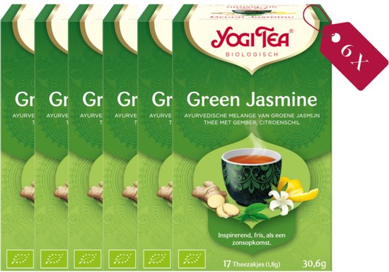 Yogi tea Green Jasmine Biologisch - 6 x 17 stuks - Voordeelverpakking