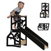Zonovi Leertoren- Montessori Keukentrap - Learning Tower - Speeltafel - Kindertafel - Kinder trap - Leertoren - Keuken toren - Keukenhulp - Leerstoel - Met Glijbaan - Voor Peuters - Opvouwbaar - Inklapbaar - 3 in 1 - Zwart - Inclusief Antislip Strips