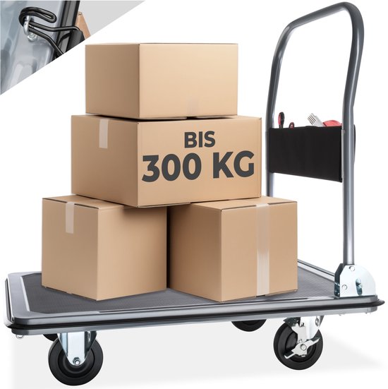 tectake® Bollerwagen mit Seitenwand klappbar, belastbar bis 550 kg Transportkarre Handwagen Transportwagen Gerätewagen, Trolley zum Ziehen oder Anhängen für Haushalt, Camping, Festival Gadget