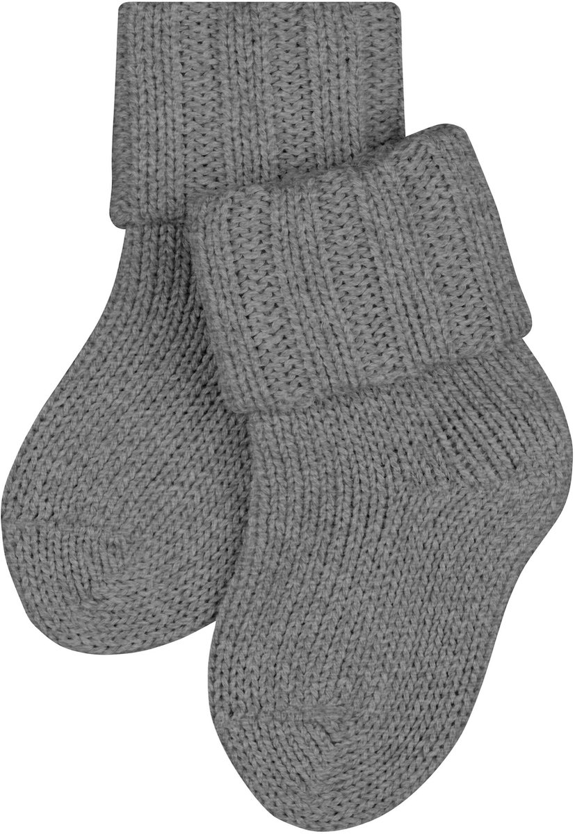 FALKE Flausch eenkleurig wol katoen sokken baby grijs - maat 74-80