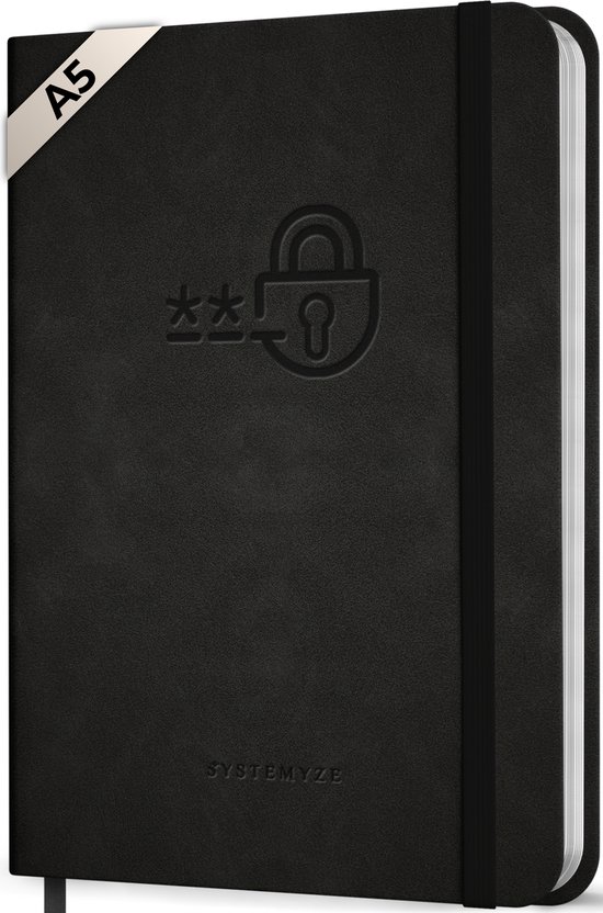 Systemyze Wachtwoordenboekje met Alfabet – Password Organizer – A5 – Zwart