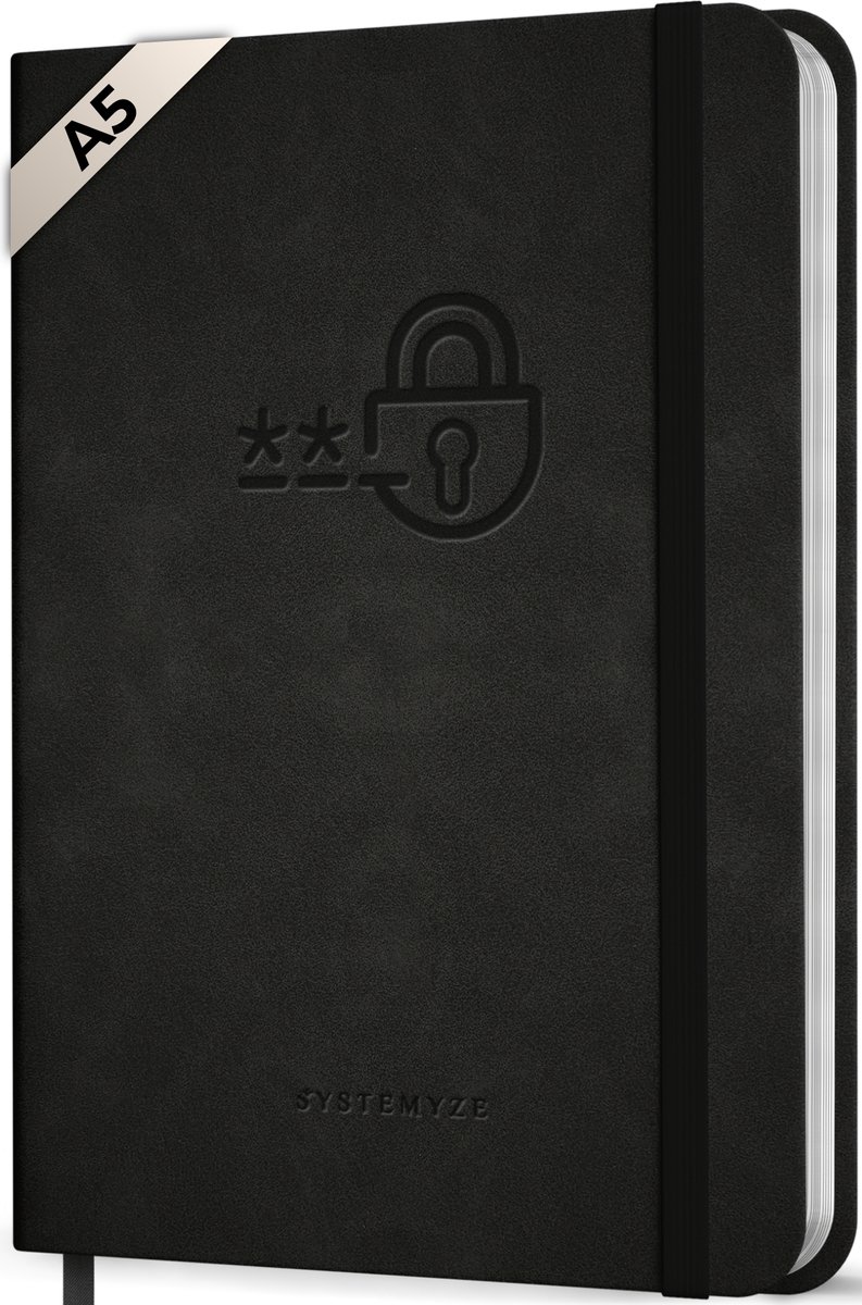 Systemyze Wachtwoordenboekje met Alfabet – Password Organizer – A5 – Zwart