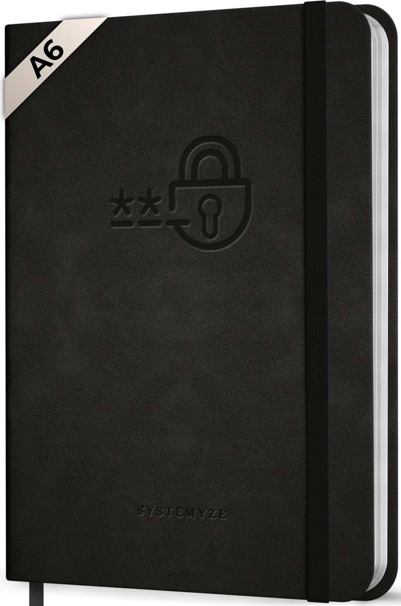Systemyze Wachtwoordenboekje met Alfabet – Password Organizer – A6 – Zwart