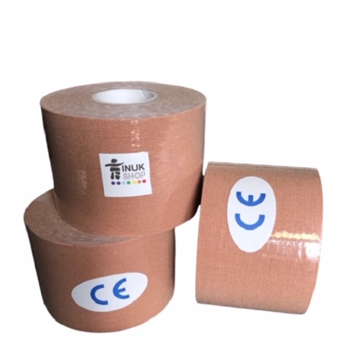 Inuk - Kinesiotape - Premium Quality - 3 rollen Beige - Watervast - Sporttape - Topsport - voorkom blessures