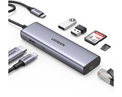 UGREEN USB C Ethernet Gigabit HDMI 4K PD 100W 7-in-1 dockstation adapter USB C SD-kaartlezer compatibel met iPhone 15 Galaxy S24 Ultra MacBook Air Pro M2 M1 iPad Pro Surface Steam Deck