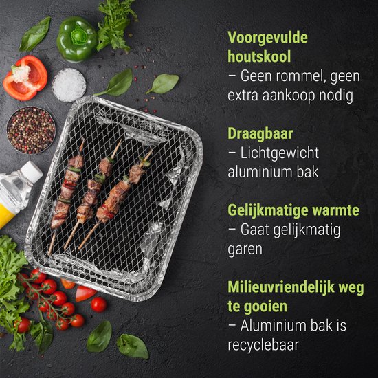 Wegwerpbarbecue 12 stuks - Instant BBQ met 600g Houtskool - Gebruiksklaar voor Camping, Park en Strand van Premo — afbeelding 4