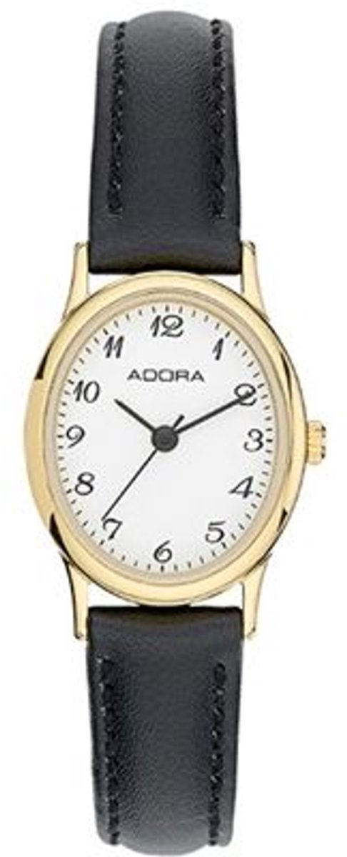 Adora Dameshorloge Ovaal Goudkleurig met Lederen Horlogeband - 22mm